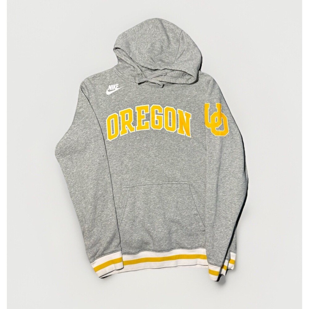 Nike Oregon Ducks Hoodie‎ Retro Logo Pullover Sweatshirt Gray Unisex Size Medium